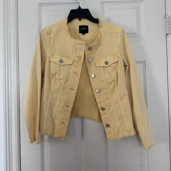 Never Worn Liverpool Yellow Jean Jacket Cropped Fitted - Picture 1 of 3